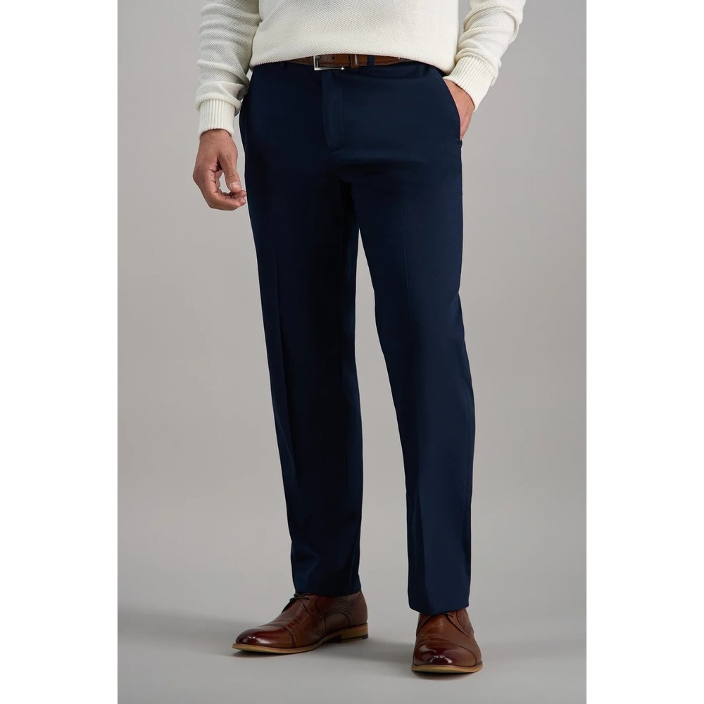 Haggar Men's Premium No Iron Khaki Pants Dark Navy 30W 32L Cotton Blend